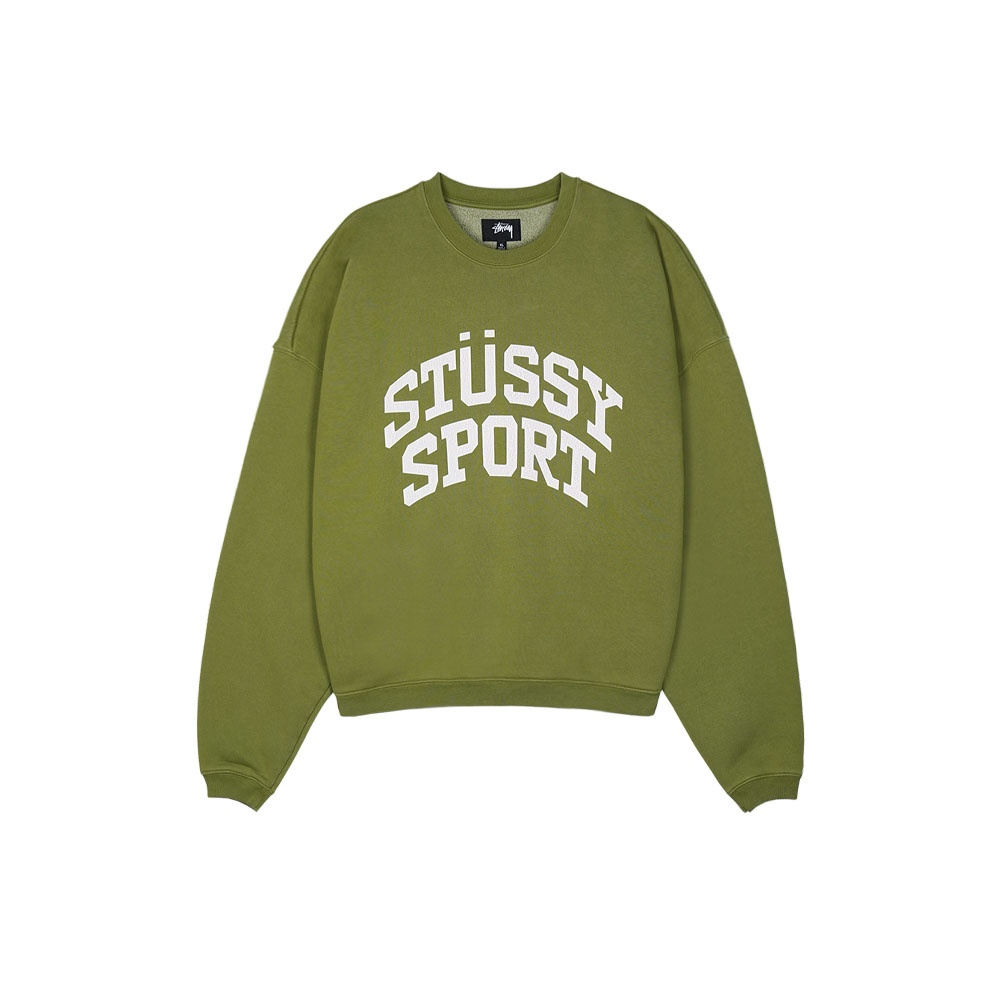스투시 남녀공용 빅 크랙클 스포츠 크루넥 맨투맨 워시드 그린 118537-0401