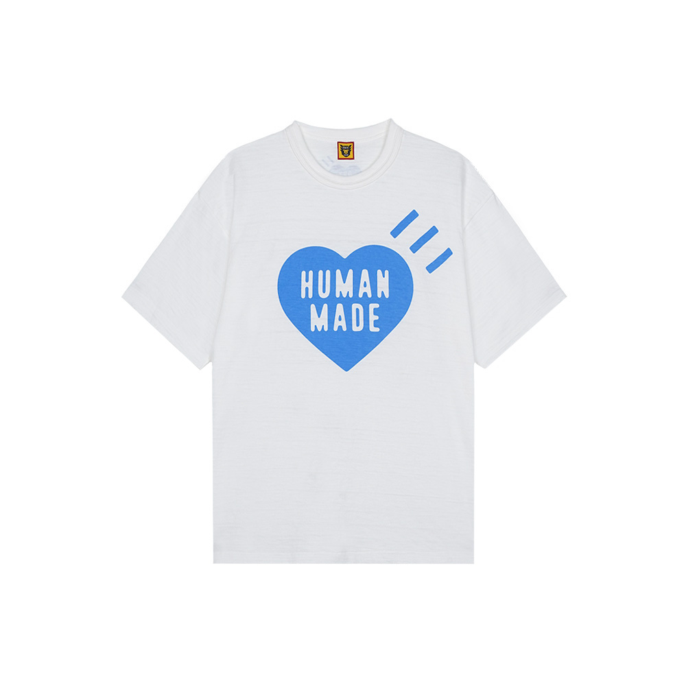 [휴먼 메이드] 오프라인 스토어 한정판 하트 티셔츠 (화이트 블루) HM26TE019-WH