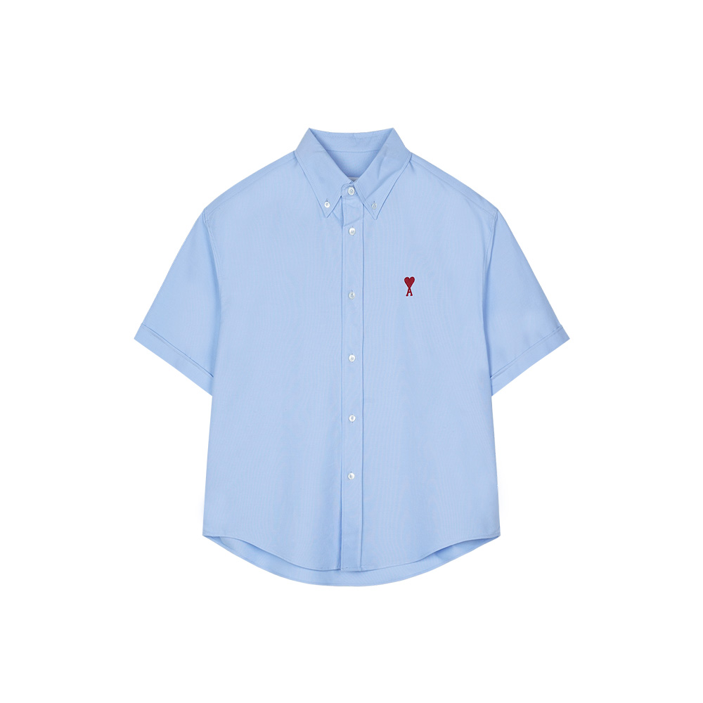 아미 남녀공용 스몰 하트로고 반팔 셔츠 스카이블루 HSH230-CO0031-484