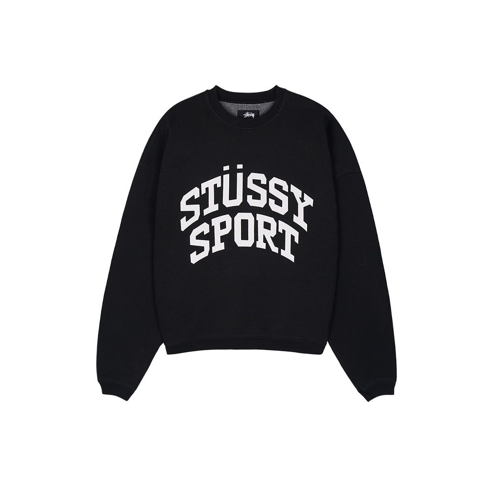 스투시 남녀공용 빅 크랙클 스포츠 크루넥 맨투맨 워시드 블랙 118537-0034