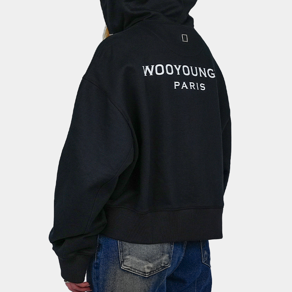 당일배송우영미 여성 백로고 크롭 후드집업 블랙 M233TS47715B