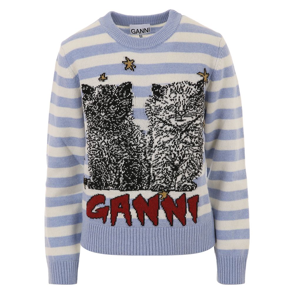 [국내/당일]25SS K2369 628 가니 그래픽 울 믹스 캣 스트라이프 니트