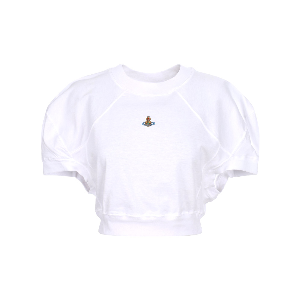 비비안웨스트우드 여성 풋볼 크롭 반팔티셔츠 화이트 1G01000A-J004A-A401