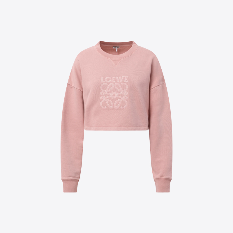 당일배송로에베 여성 크롭 스웨트셔츠 맨투맨 (핑크) S359Y24X47 7140