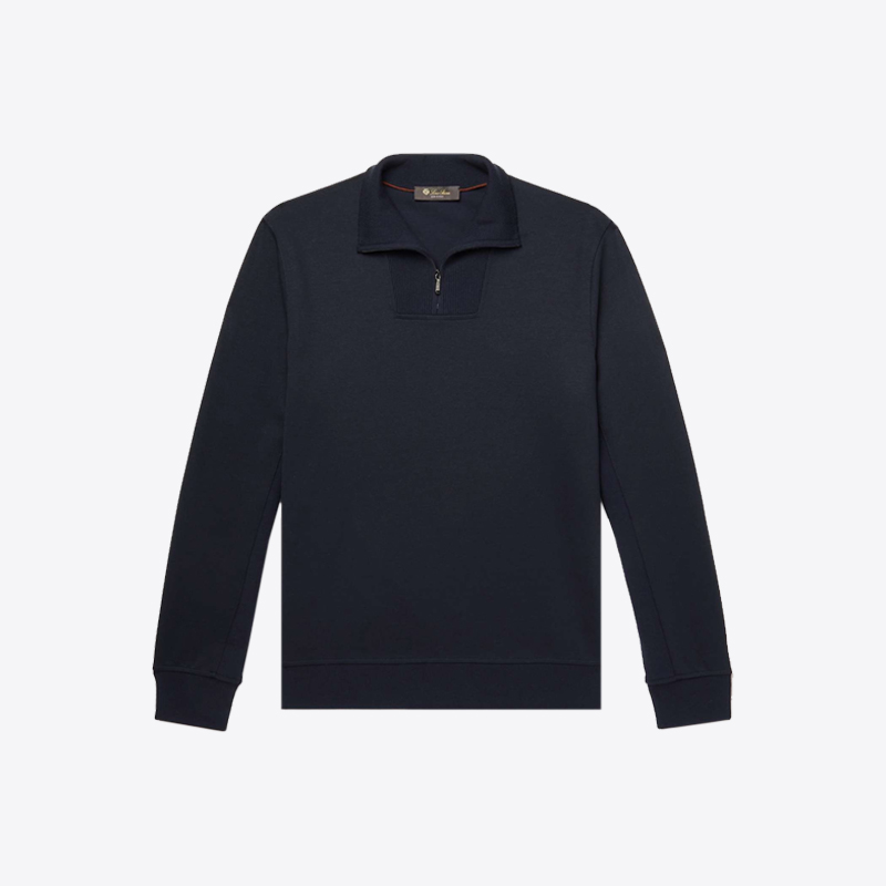 로로피아나 남성 테크니컬 풀오버 니트 하프 집업 (네이비) FAL5721 W000