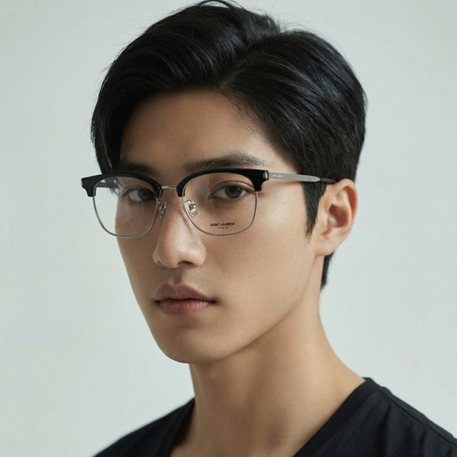 생로랑 안경테 SL649F 001 차은우안경 명품 하금테 아시안핏