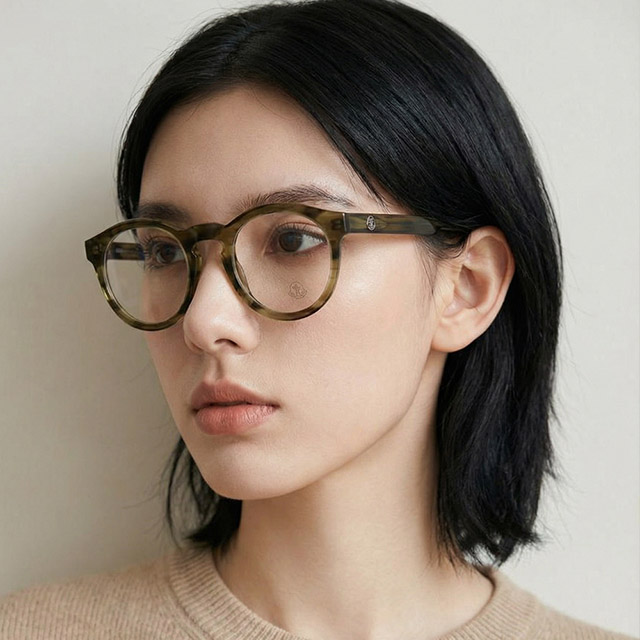 몽클레어 안경테 ML5037 055 남자 여자 반투명 라운드 뿔테 명품 패션