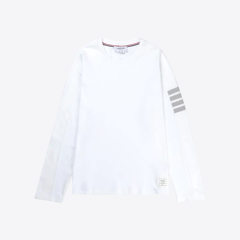 톰브라운 남성 코튼 사선 롱슬리브 긴팔 티셔츠 (화이트) MJS245A 07323 100