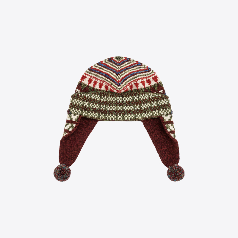 로로피아나 트루히요 자카드 폼폼 페루비안 캐시미어 실크 비니 (멀티) FAN2929 F5CP