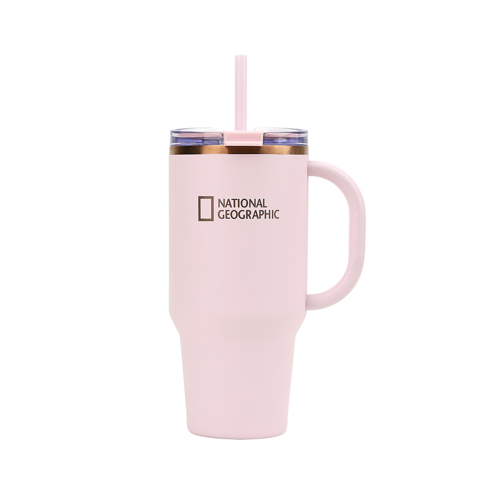 내셔널지오그래픽 더블벤티 골드라인 스텐빨대 텀블러960ml(모던핑크)