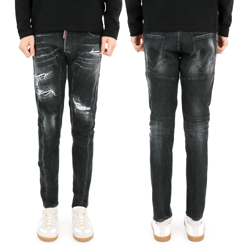 디몬트 23 F/W 디퀘 남성 블랙 디스 워싱 타이디 바이커진 S71LB1271 S30503 900