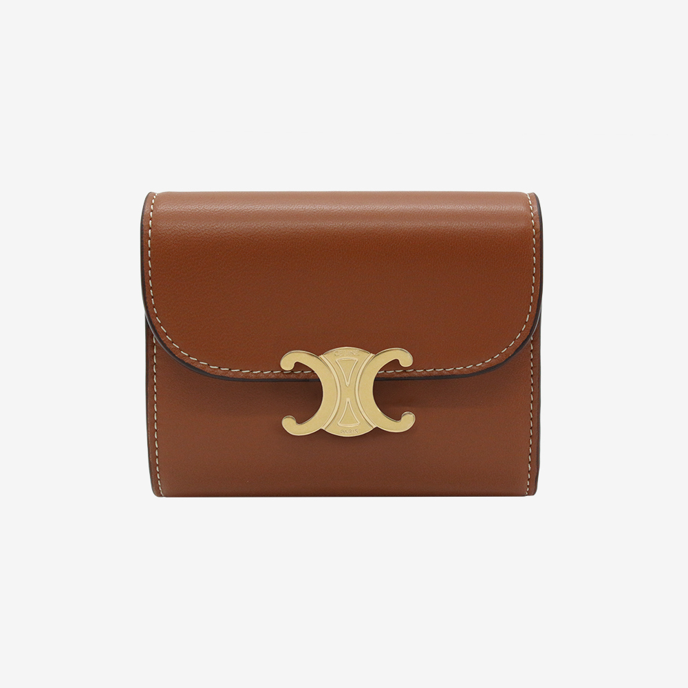 [국내/당일]셀린느 트리오페 스몰 플랩 반지갑 샤이니 램스킨 탄