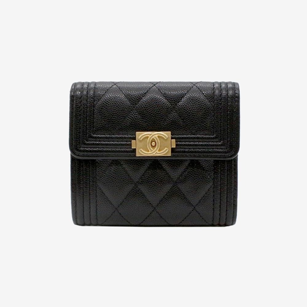 [국내/당일]샤넬 보이 샤넬 반지갑 캐비어 금장 블랙 A80734