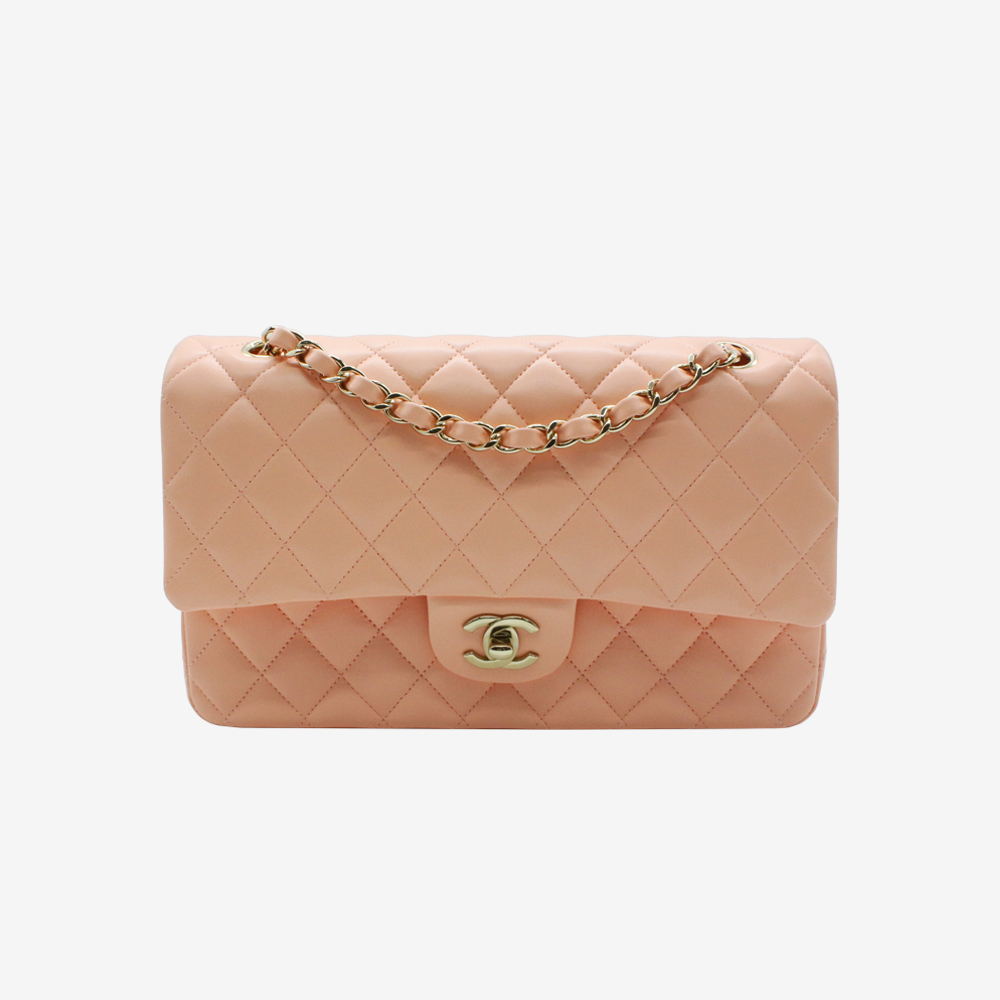 [국내/당일]샤넬 클래식 플랩 백 미디움 램스킨 금장 오렌지 A01112