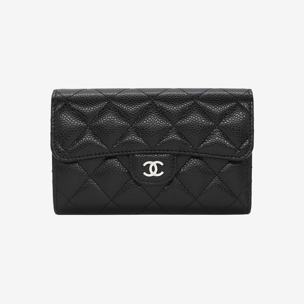 [국내/당일]샤넬 클래식 플랩 중지갑 캐비어 은장 블랙 AP0232