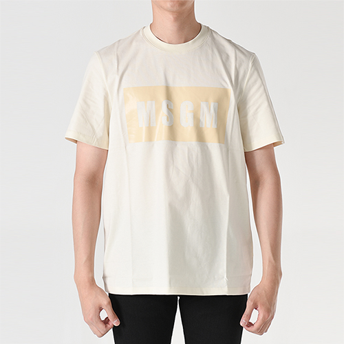 엠에스지엠 3240MM520 박스로고 반팔티셔츠(연노랑) 3240MM520 227298 03