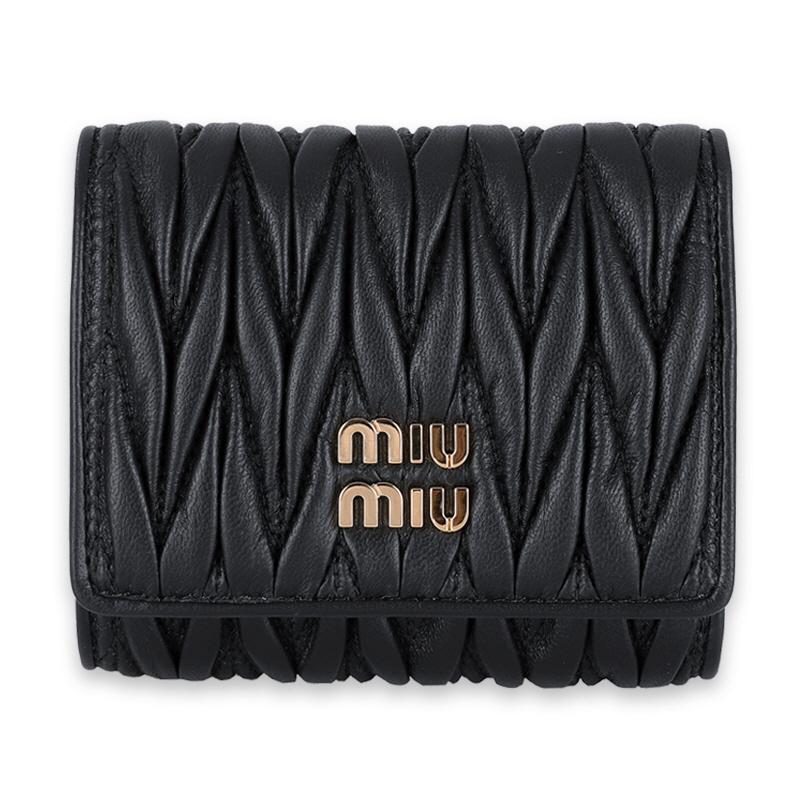 디몬트 24 S/S 미우미우 여성 마테라세 나파 레더 반지갑(블랙) 5MH033 2FPP F0002