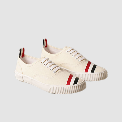 당일배송[톰브라운] MFD201A 06555 114 헤리티지 트리컬러 삼선 캔버스 로우 스니커즈 오프화이트 남성 슈즈