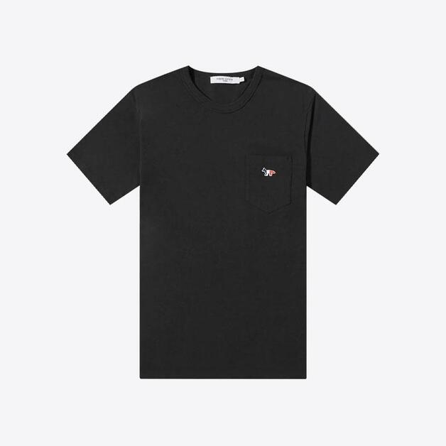 당일배송메종키츠네 남성 트리컬러폭스 포켓 라운드 반팔티셔츠 블랙 FM00120KJ0010 P199
