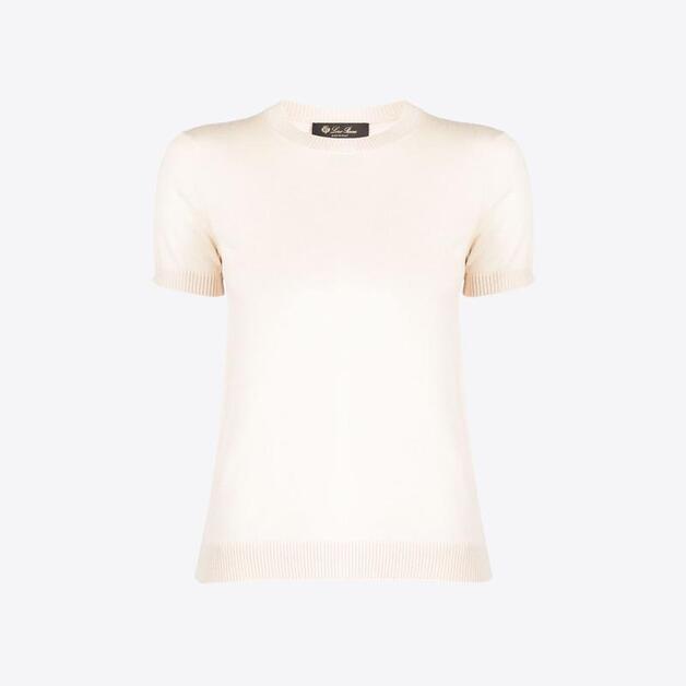 당일배송로로피아나 여성 발 디 오르샤 클래식 캐시미어 크루넥 스웨트 반팔 라이스밀크  FAM7976 A08U