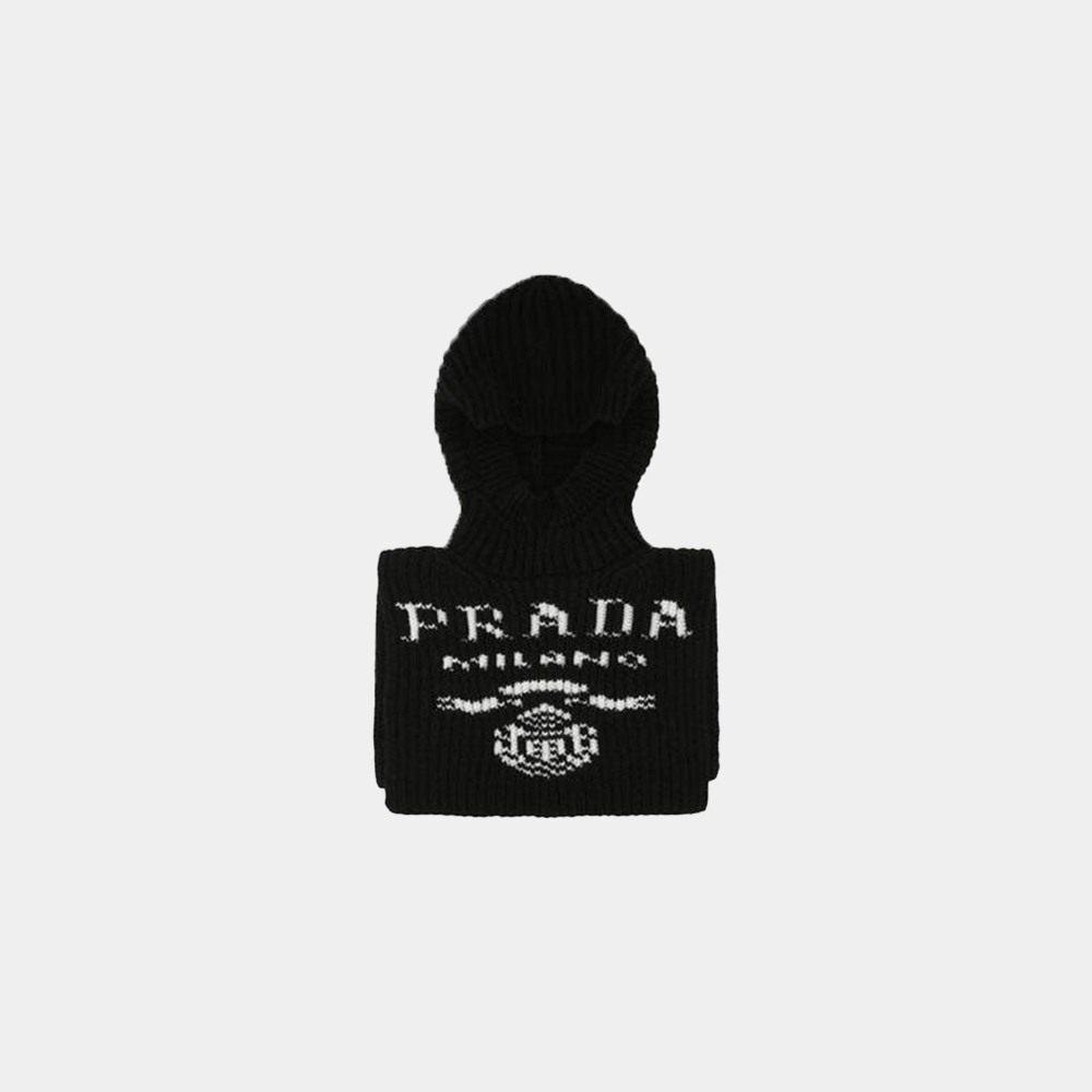 당일배송프라다 여성 레터링 로고 캐시미어 바라클라바 블랙 27454S21210P5 F0002