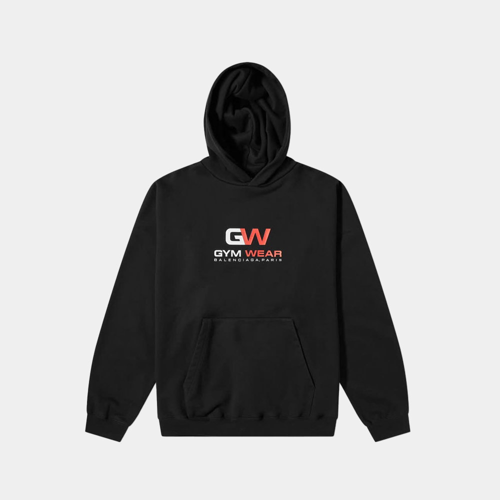 당일배송발렌시아가 남성 짐웨어 로고 후드 티셔츠 블랙 620973 TIVD4 1000