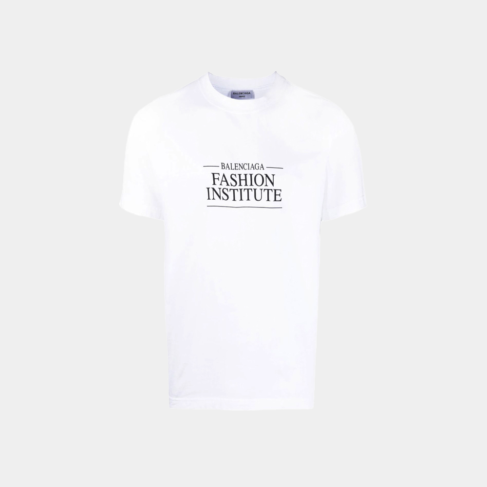 당일배송발렌시아가 여성 인스티튜트 로고 프린팅 라운드 반팔 티셔츠 화이트 612965 TMVH6 9040
