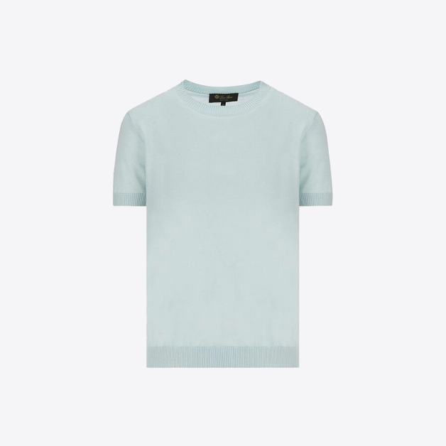 당일배송로로피아나 여성 발 디 오르샤 캐시미어 반팔 니트 아쿠아마린 FAM7976 60D6