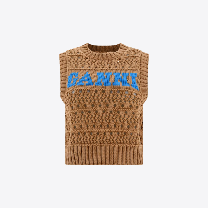 당일배송가니 여성 로고 로프 니트 베스트 (브라운) K2166 177