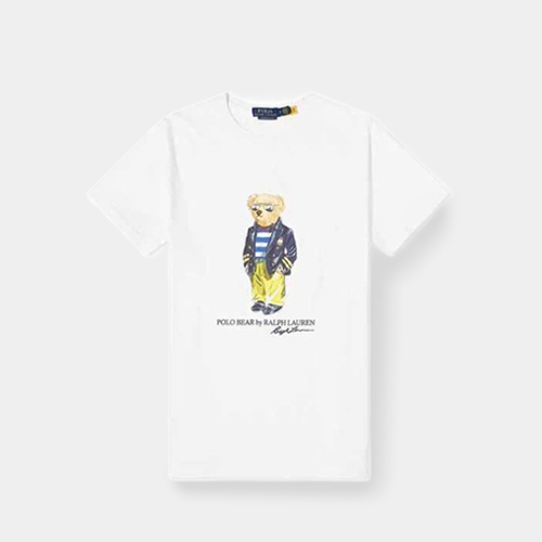 당일배송폴로랄프로렌 남성 베어 프린팅 커스텀슬림핏 반팔티셔츠 화이트 710837306 002