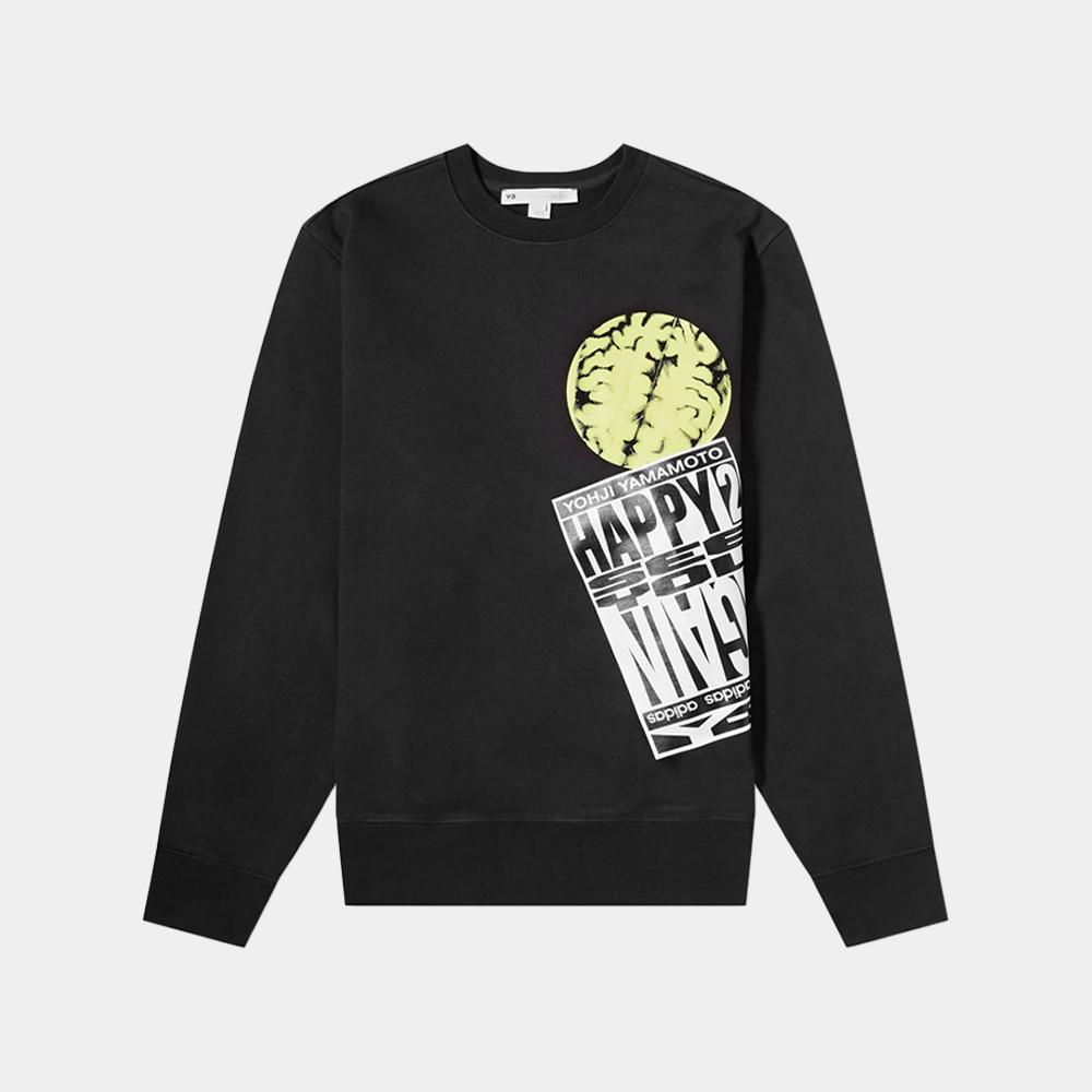 당일배송Y-3 남성 옵티미스틱 일루젼 그랩 프린팅 크루넥 맨투맨 블랙 HF7068