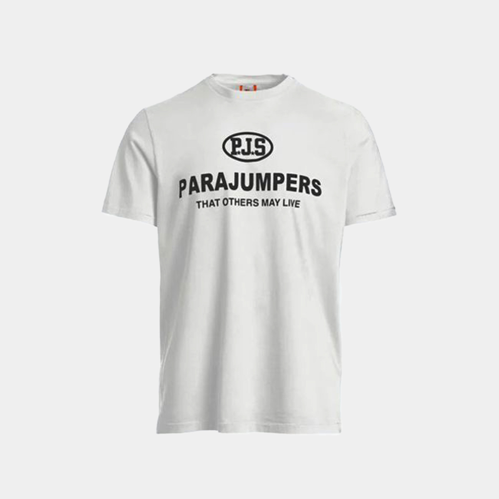 당일배송파라점퍼스 남성 로고 프린팅 라운드 아이보리 반팔 PMTEE BT04 505