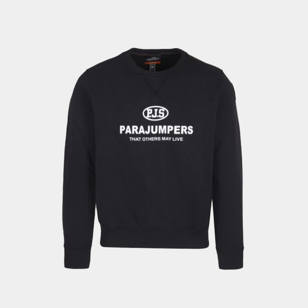 당일배송파라점퍼스 남성 로고패치 TOML 로고 플리스 크루넥 블랙 맨투맨 PMFLE CF02 541