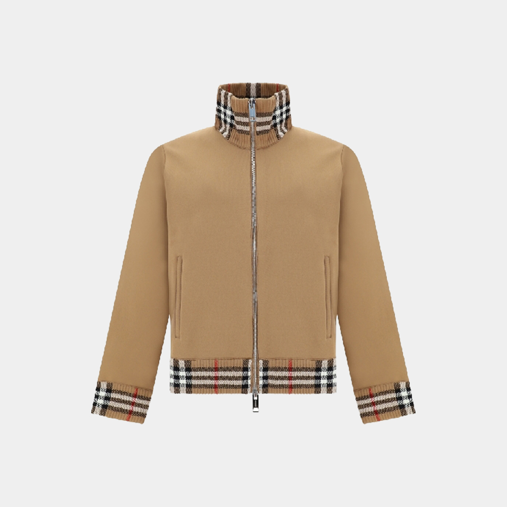 당일배송버버리 남성 로로모다 체크 트리밍 집업 자켓 카멜 8071862 A1420