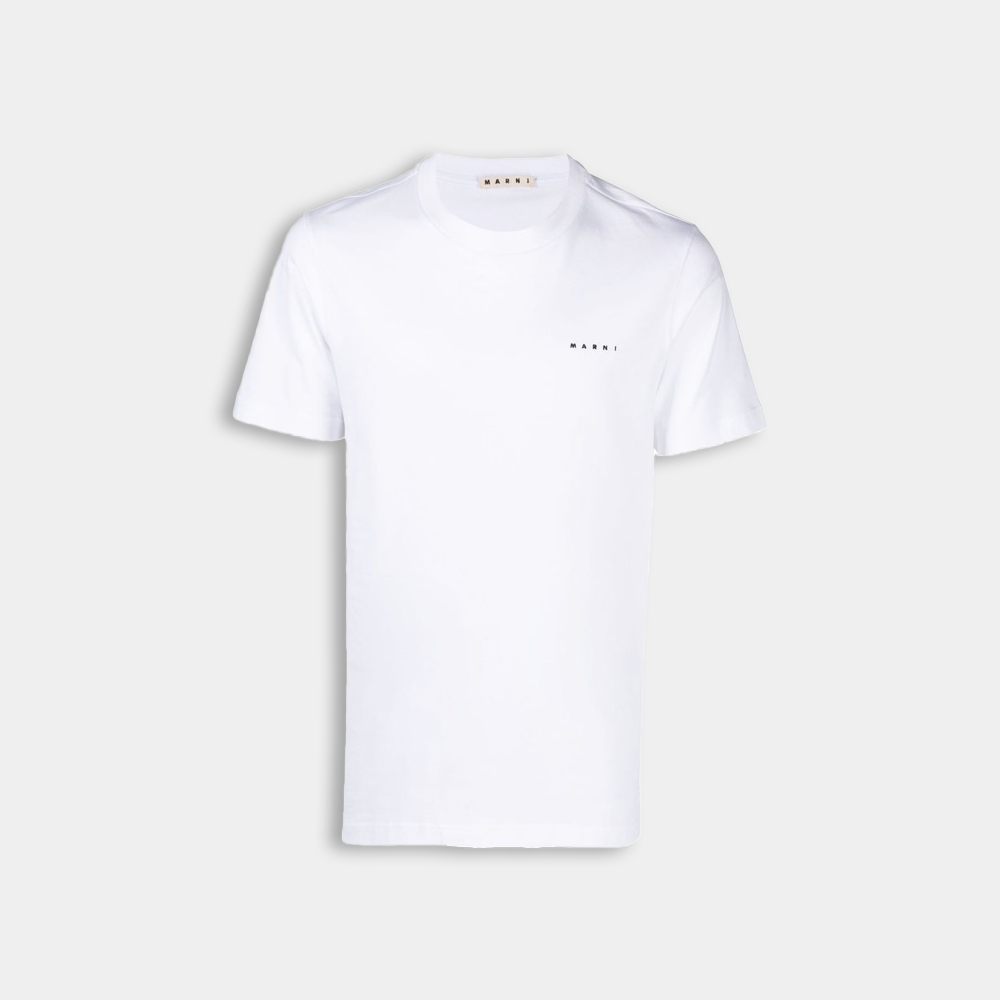 당일배송마르니 남성 로고 프린팅 라운드 화이트 반팔 HUMU0170X1 UTCZ57 00W01
