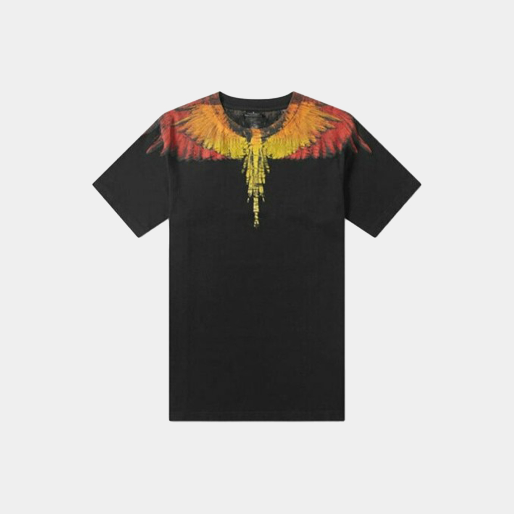 당일배송마르셀로불론 남성 글리치 윙 프린팅 라운드 블랙멀티컬러 반팔 CMAA018S190010231088