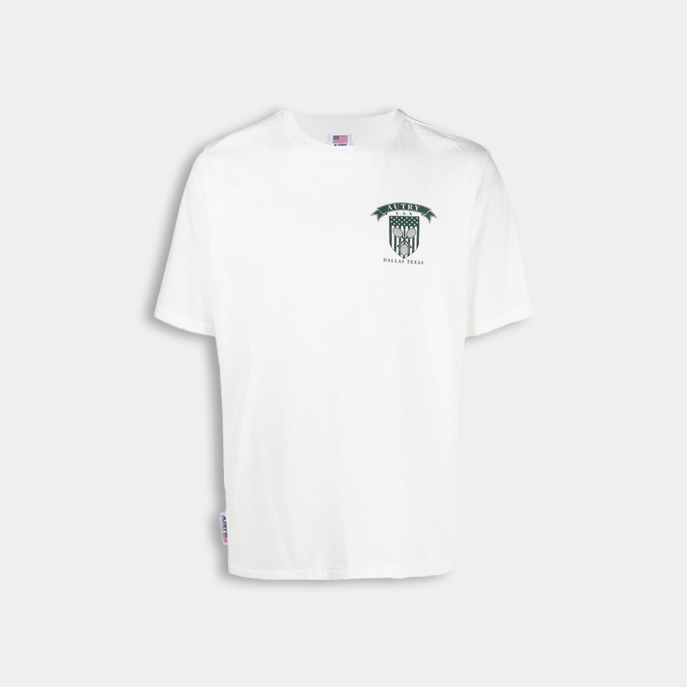 당일배송오트리 남성테니스클럽 자수로고 라운드 화이트 반팔 TSTMA920