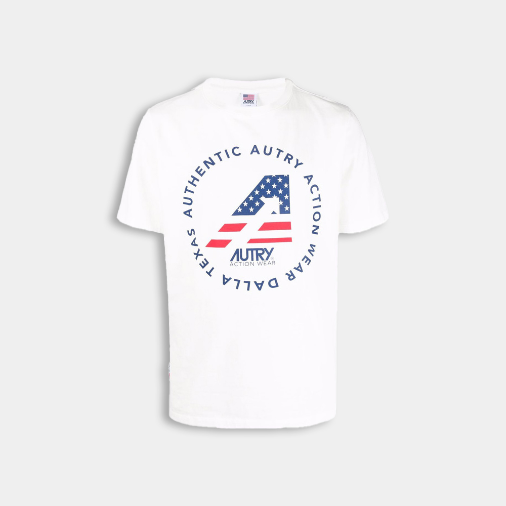 당일배송오트리 남성 로고 프린팅 라운드 어센틱화이트 반팔 TSIMA900