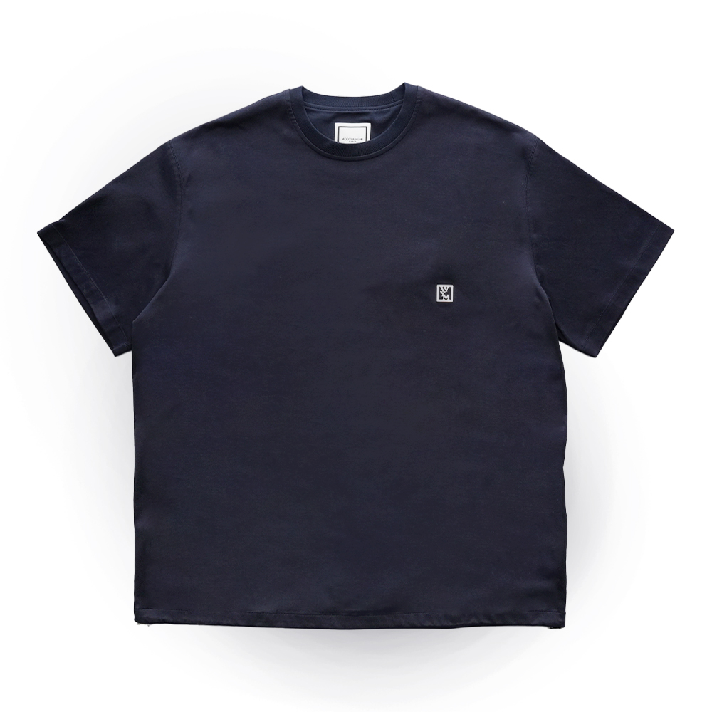 당일배송우영미 남성 WYM 메탈스퀘어 라운드넥 코튼 스트링 반팔티셔츠 네이비 W231TS03707N