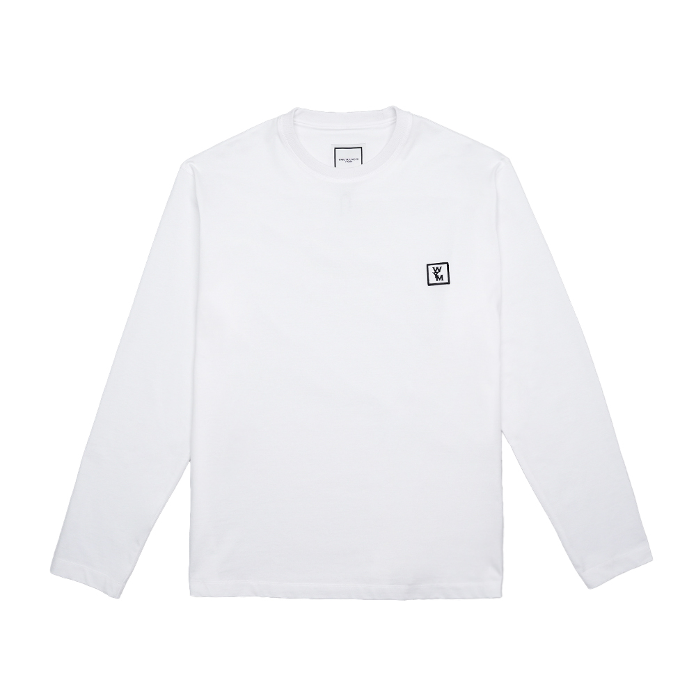 당일배송우영미 남성 스퀘어 백로고 라운드넥 롱슬리브 화이트 W233TS17709W