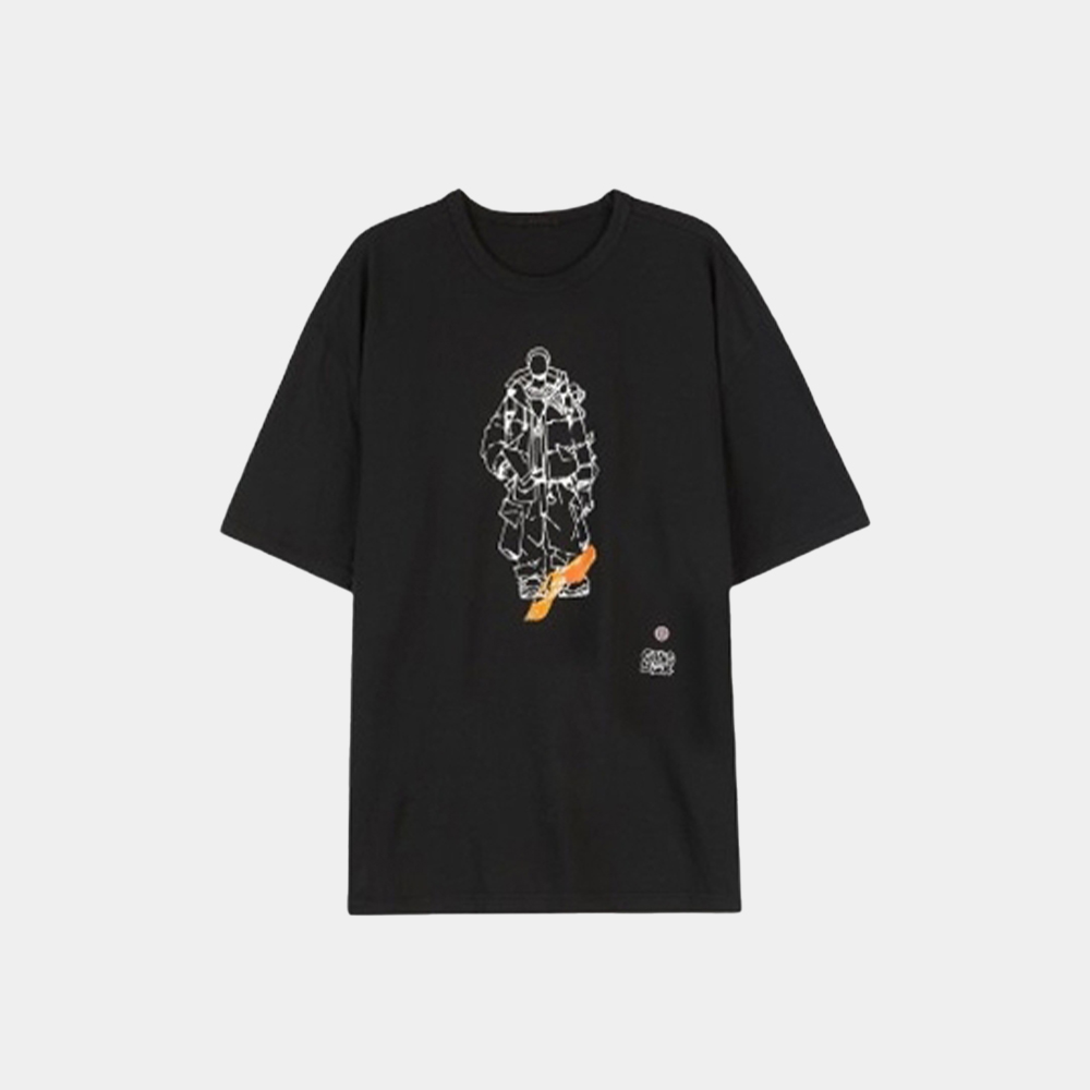 당일배송텐씨 남성 프론트 프린팅 루즈핏 라운드넥 반팔티셔츠 블랙 22CTCUH02101.A06338 999