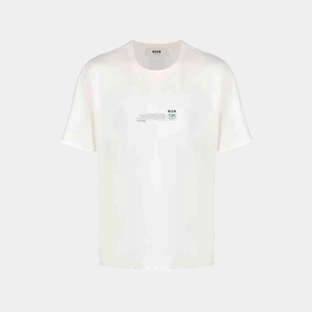 당일배송MSGM 남성 슬로건 로고 프린팅 라운드 반팔티셔츠 베이지 3040MM170217117 02