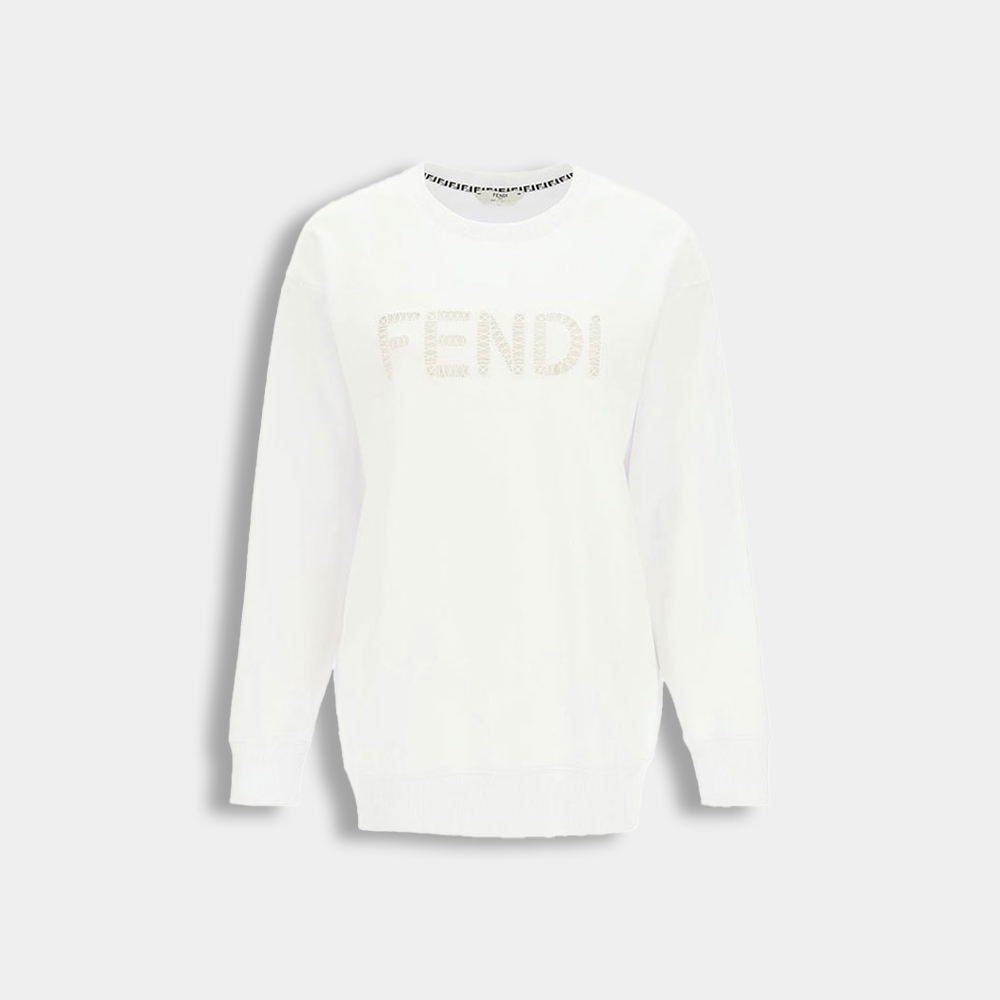 당일배송펜디 여성 로고 플리스 스웨트 화이트 맨투맨 FS7248 AFLCF0ZNM