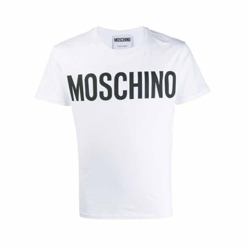 모스키노 로고 프린팅 라운드 반팔티셔츠 화이트 남성 A07052040 1001