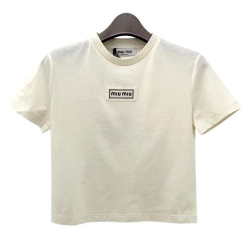 [논현 더팩토리](당일) 24FW 미우미우 로고 크롭 반팔티 (MJN483 15AX F047M)