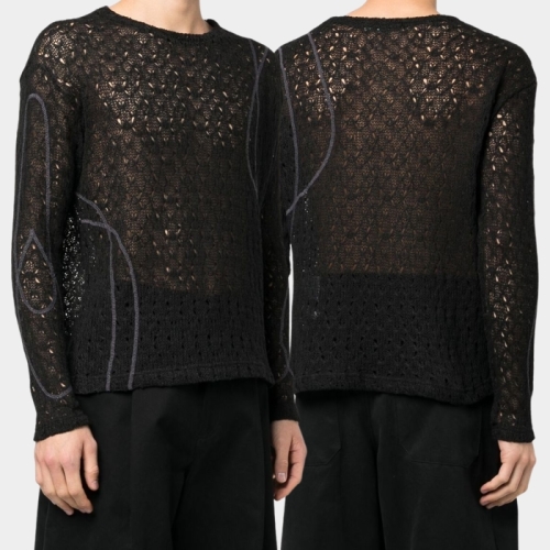 [킥샵/당일] 앤더슨벨 레이스 니트 스웨터 ATB862M BLACK