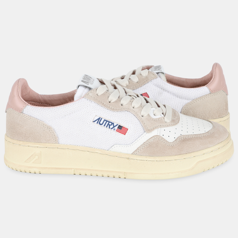 디몬트 22 S/S 오트리 여성 메쉬 스웨이트 메달리스트 로우탑(화이트/핑크탭) AULW DO07
