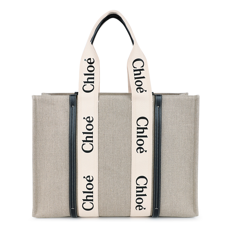 디몬트 23 F/W 끌로에 여성 우디 라지 토트 숄더백(베이지/네이비) CHC22AS382I26 91J