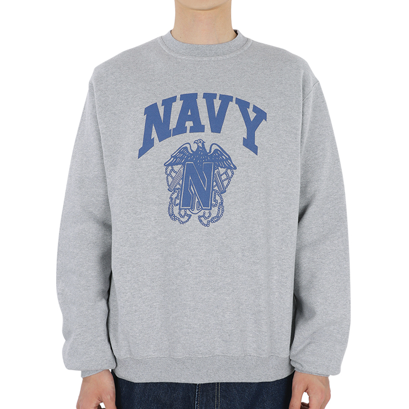 디몬트 23 S/S 와일드동키 공용 네이비 맨투맨(헤더그레이) FG-NAVY WD043