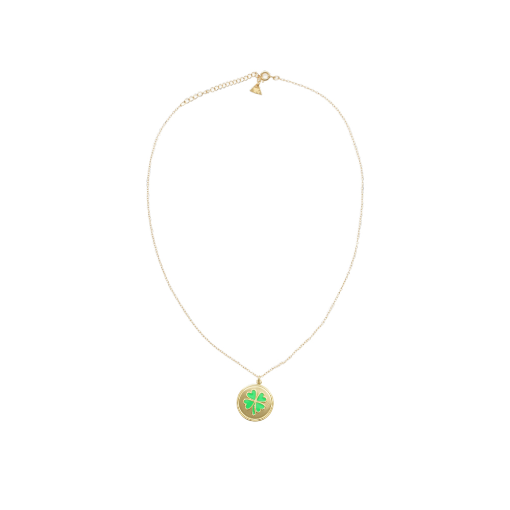 윌헬미나 가르시아 GOLD PENDANT ON SKINNY CHAIN/ BLM038-GREEN CLOVER